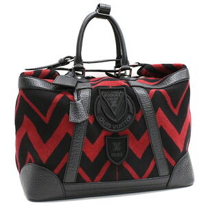 Louis Vuitton Grimaud Steamer Bag Handbag Leather Red Black Vail Blanket
